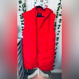 Red Puffer Below Knee Puffer Vest - B.Young - XL